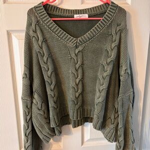 CJLA Green Cable Knit Sweater